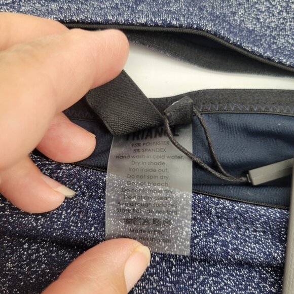 Triangle One-Shoulder Bikini Set in Navy Blue Sparkle Size Large - Picture 2 of 3